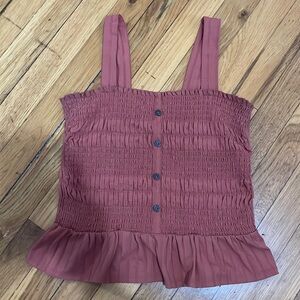 Arizona size L boxy rouched ruffle trim tank